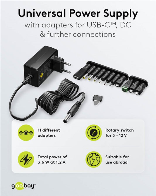 Universal-Netzteil (3 V - 12 V, max. 3,6 W / 0,3 A)