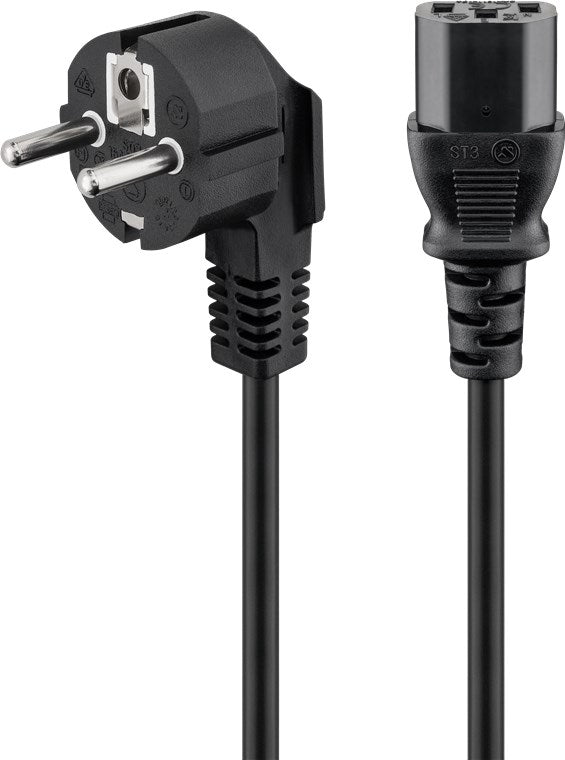 Angled cold device connection cable, 3 m, black