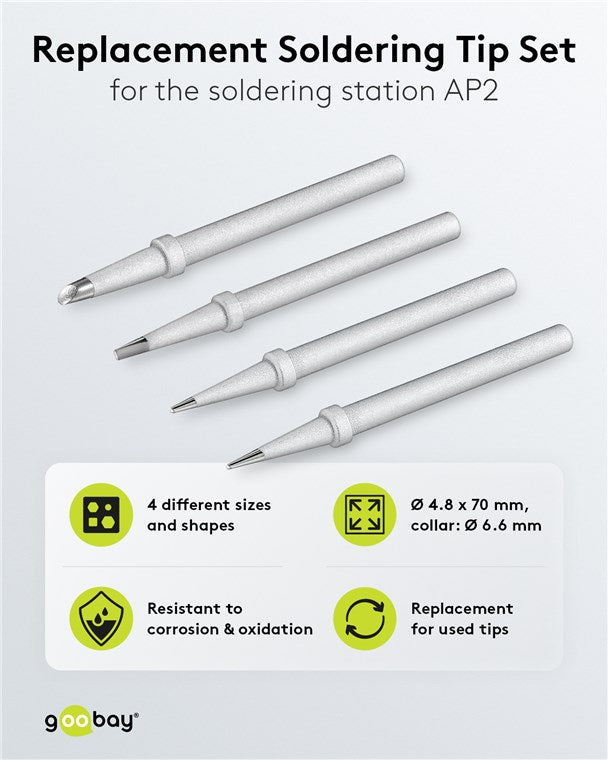Ersatzlötspitzenset für Lötstation AP2, 4 verschiedene Spitzen