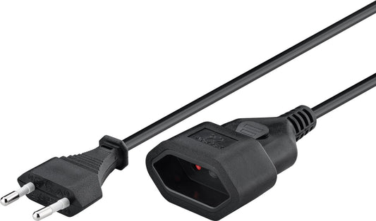 Verlängerungskabel Eurostecker, 5 m , schwarz, (2*0,75 mm²)