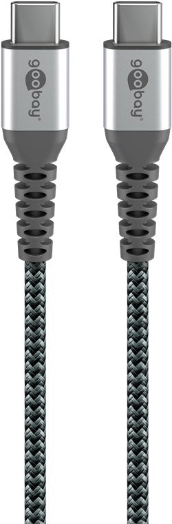 USB-C™ to USB-C™ textile cable with metal connectors (space gray/silver), 2 m