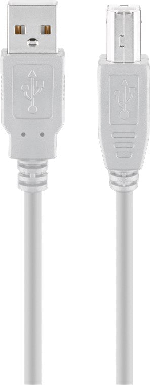 USB-A-auf-USB-B-Kabel, 5 m, grau