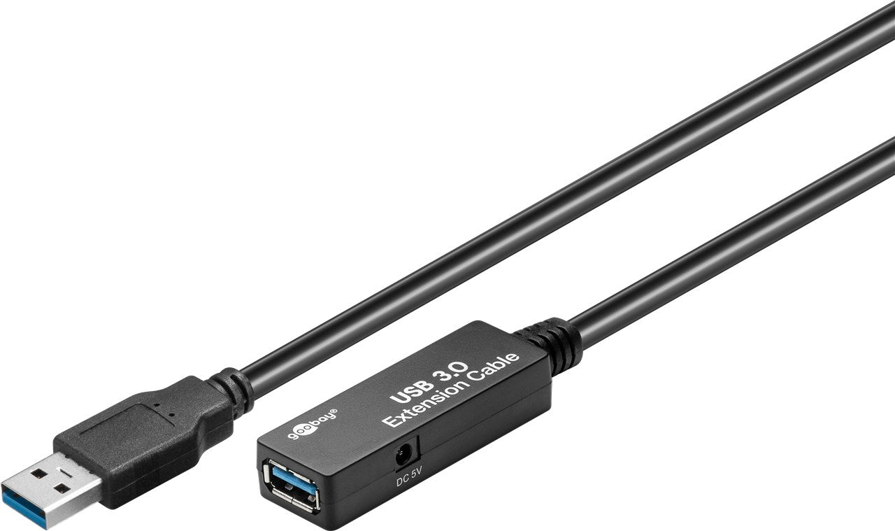 Aktive USB-A-Verlängerung, 5 m, schwarz