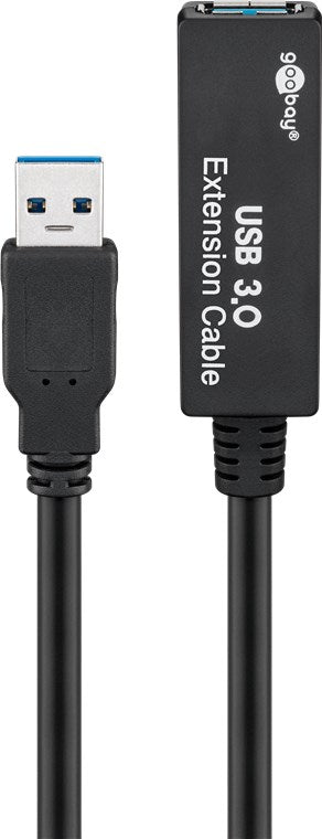USB 3.0 Aktif USB uzatma kablosu, 5 m, siyah