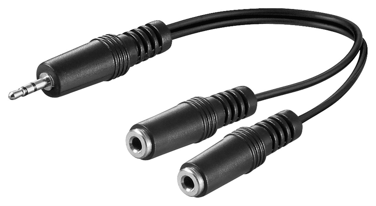 Ses Y kablosu adaptörü 3,5 mm, 1x erkek 2x mono jak