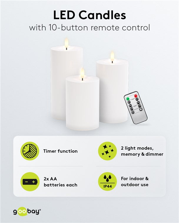 3er-Set LED-Kerzen "Outdoor"