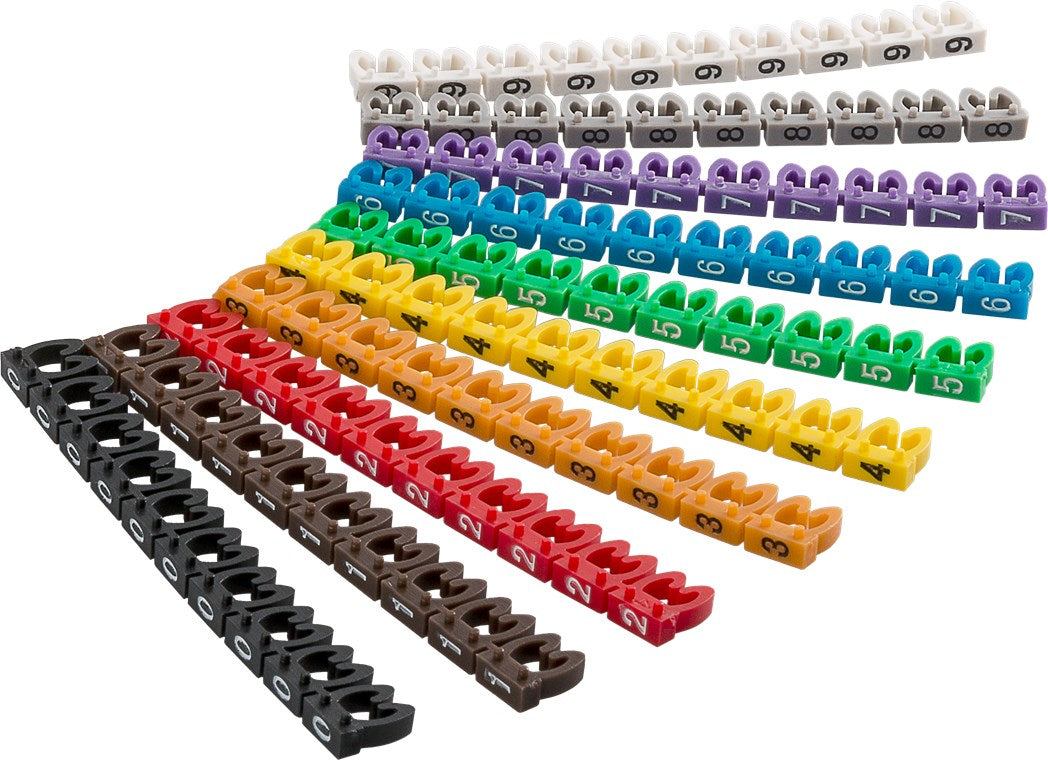 Cable marker clips "Numbers 0-9", for cable diameters from 3.8 - 5.9 mm