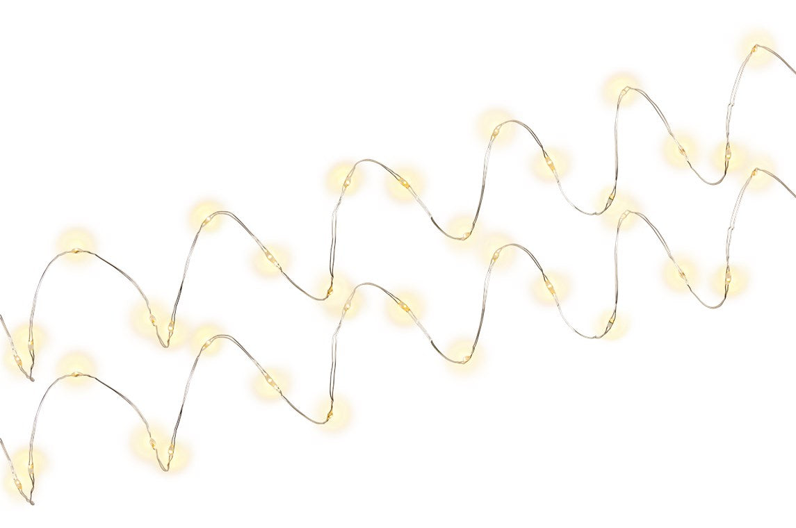 2x 20 LED silver wire fairy lights, including timer