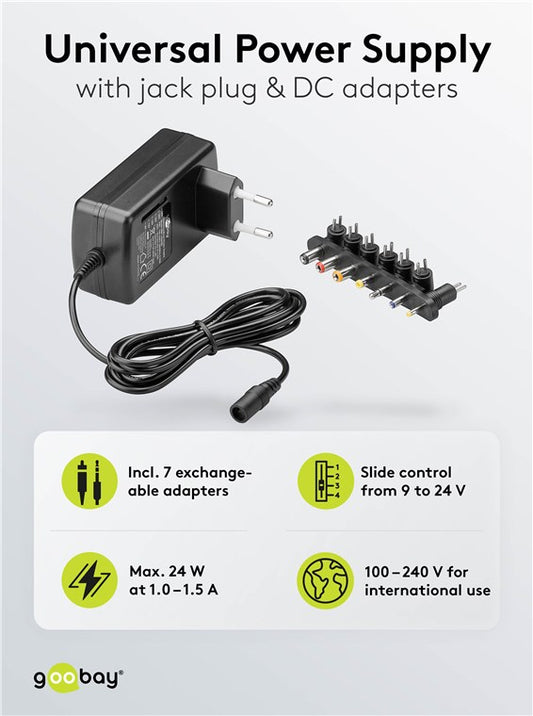 Universal-Netzteil (9 V - 24 V max. 24 W / 1,5 A)