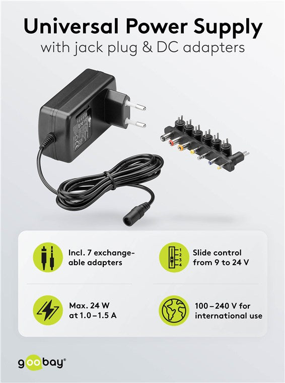 Universal-Netzteil (9 V - 24 V max. 24 W / 1,5 A)