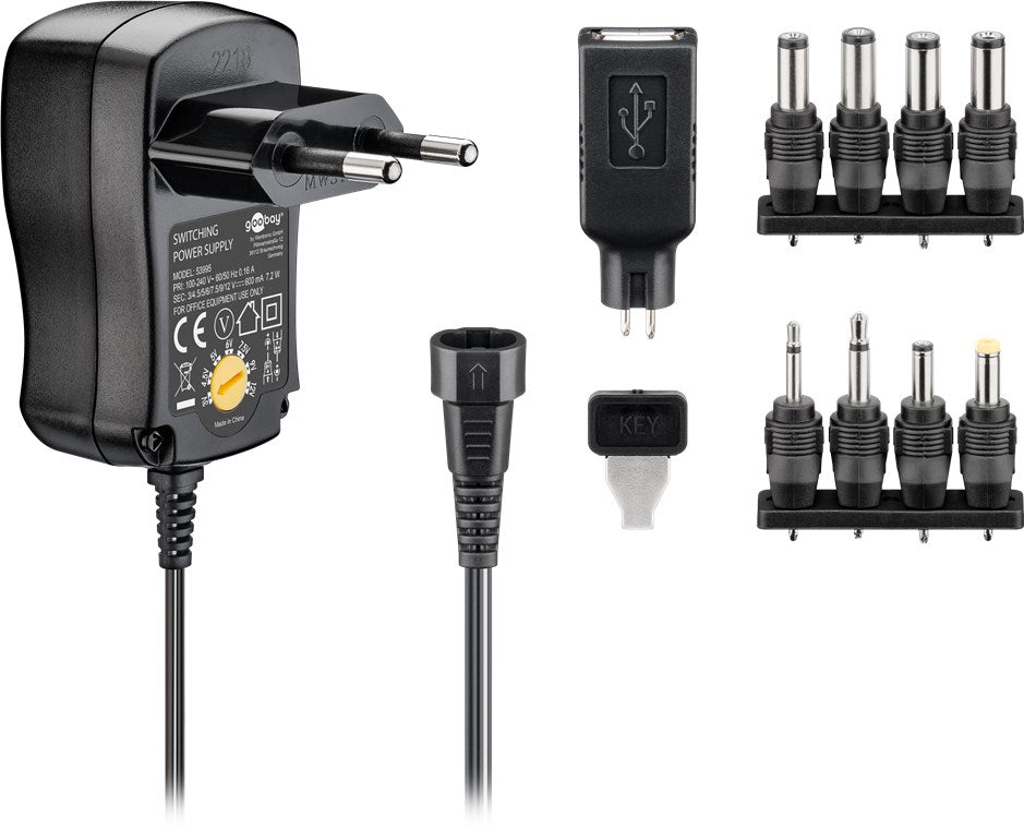 Universal power supply (3 V - 12 V max. 7.2 W / 0.6 A)