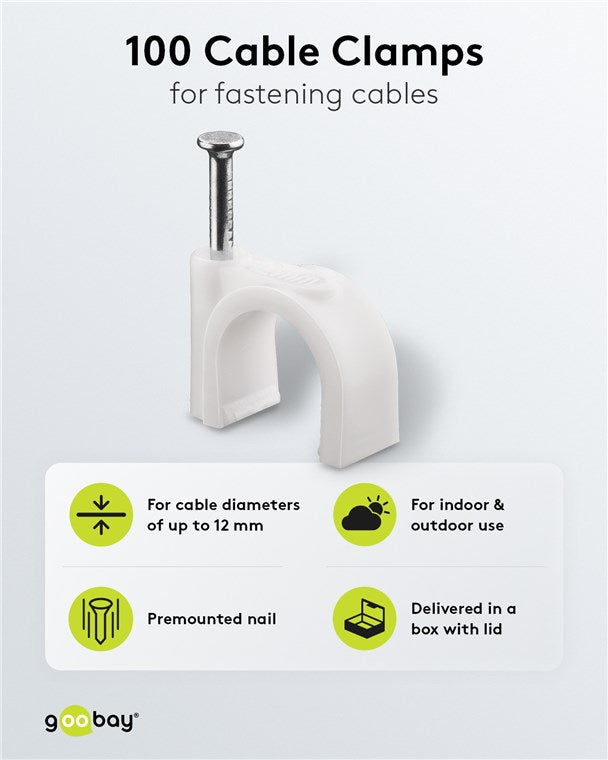 Cable clamp 12 mm, white
