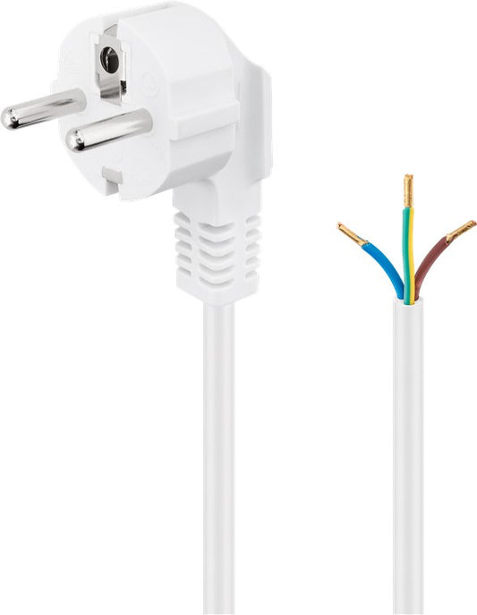 Protective contact cable angled for assembly, 1.5 m, white