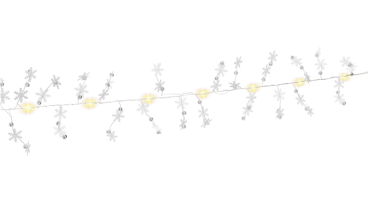 10 LED silver wire fairy lights "Snowflakes"