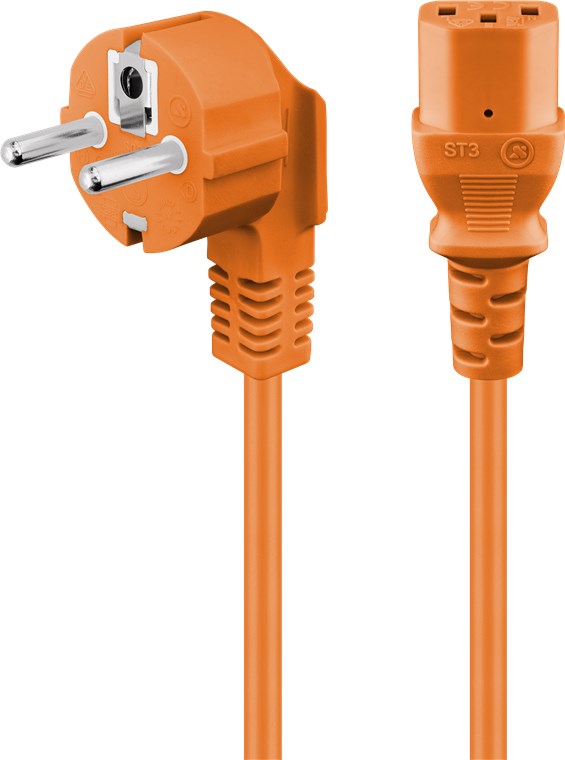 Angled cold device connection cable, 3 m, orange