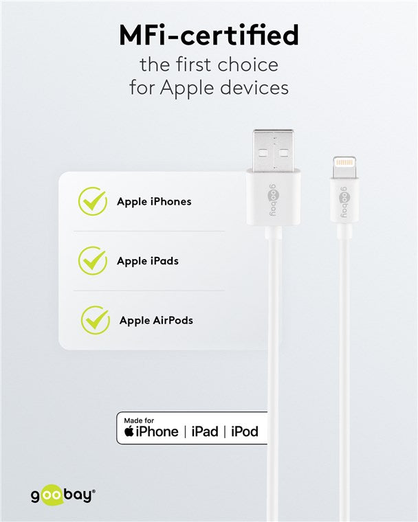 Lightning USB Lade- und Synchronisationskabel, 1 m, weiß