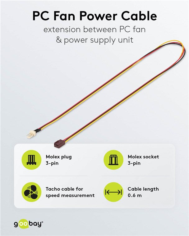 PC Lüfter-Stromkabel, Verlängerung 3-Pin zu 3-Pin