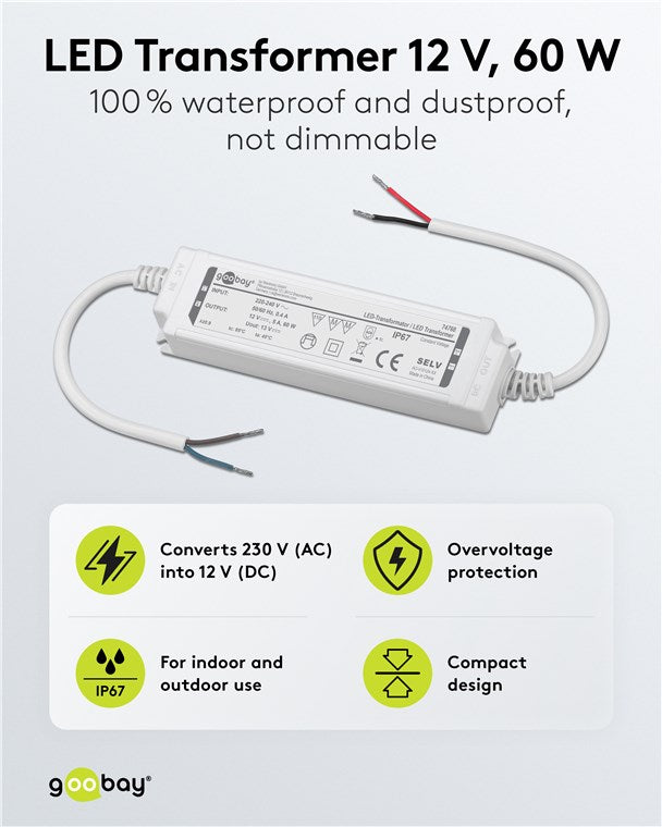 LED-Trafo 12 V (DC), 60 W, IP67