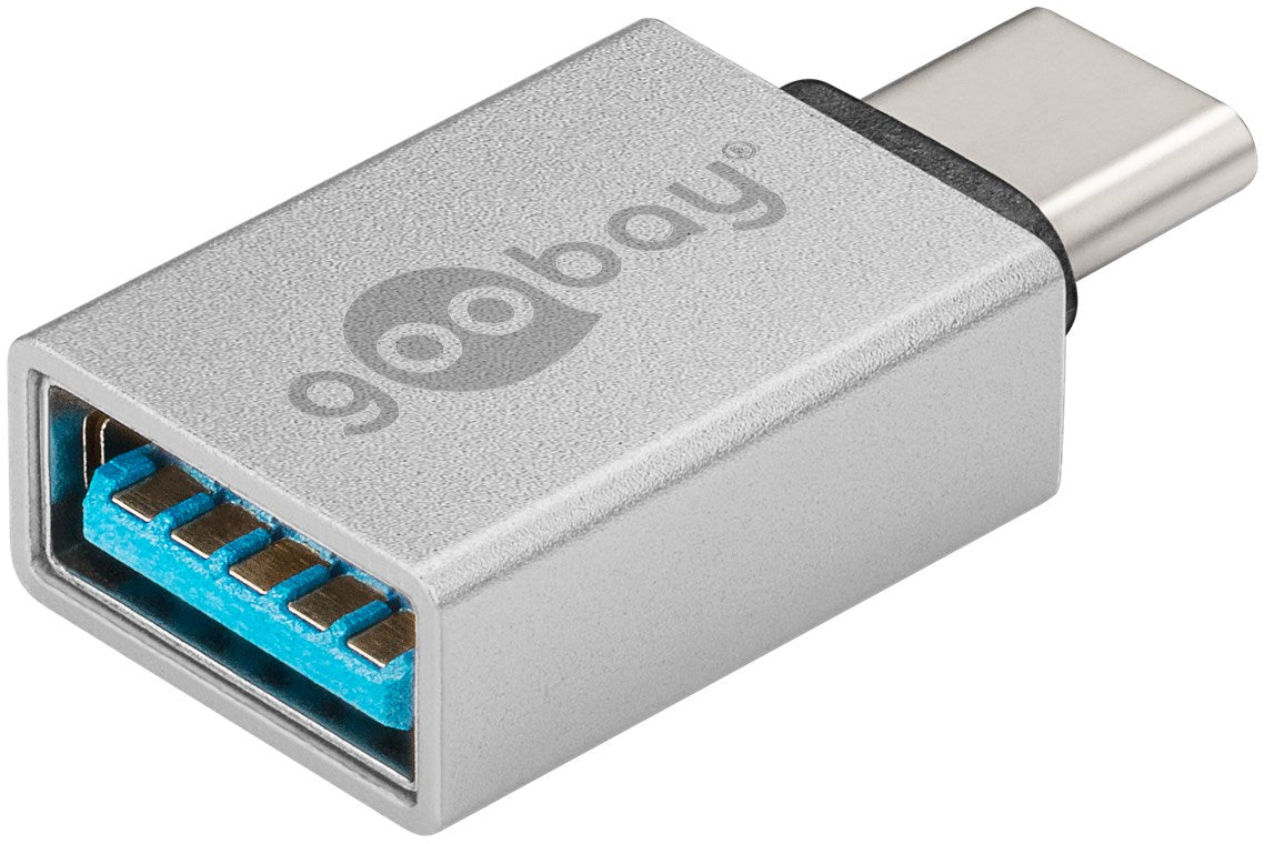 USB-C™/USB-A 3.0 OTG SuperSpeed-Adapter für Ladekabel, silber