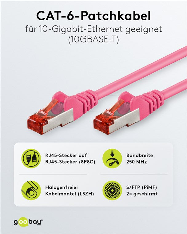 CAT 6 Patchkabel, S/FTP (PiMF), magenta