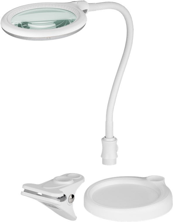 LED stand/clamp magnifying lamp, 6 W, white