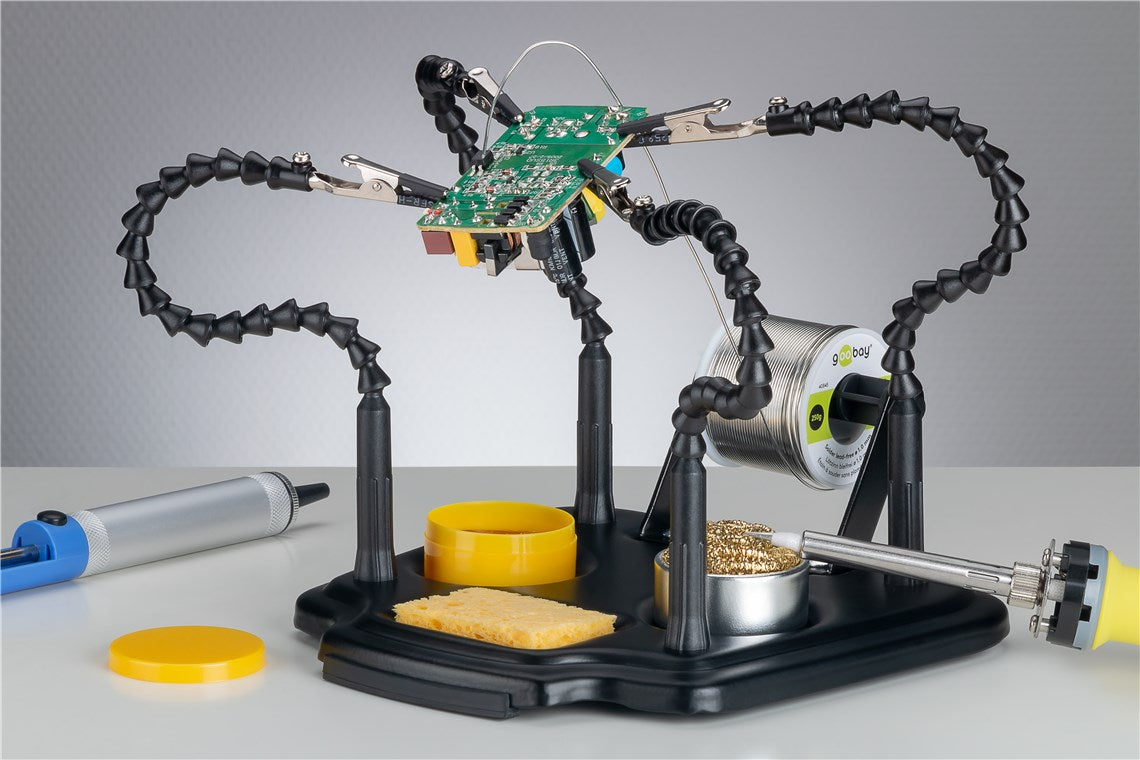 Soldering aid with 4 flexible arms
