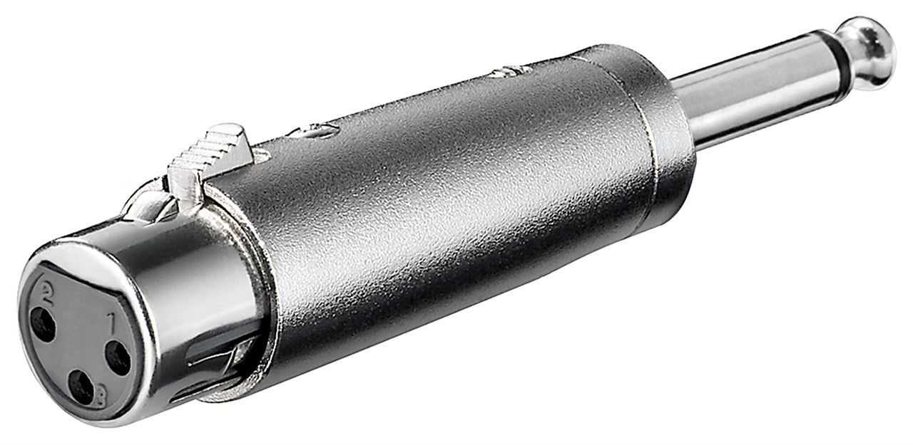 XLR adapter, AUX jack 6.35 mm, mono plug to XLR socket