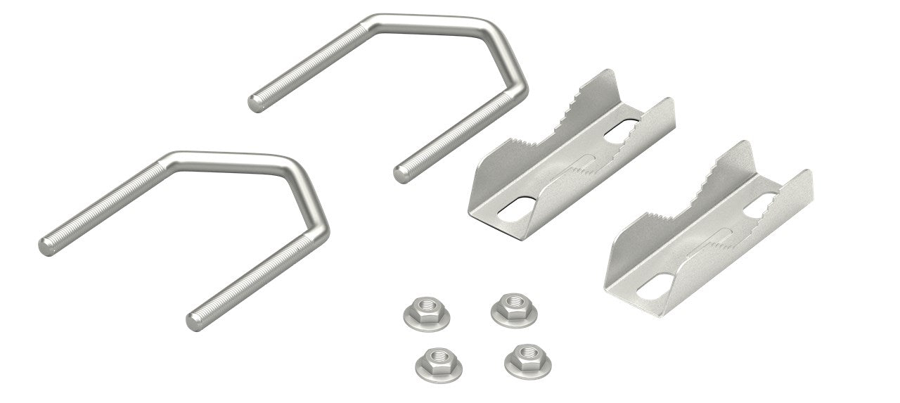 Set of 2 U-bolt tooth clamps for pipe diameters of up to 60 mm