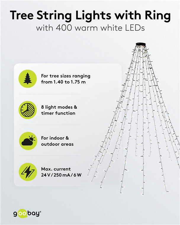 400 LED-Baummantel mit Ring, 16x 1,5 m