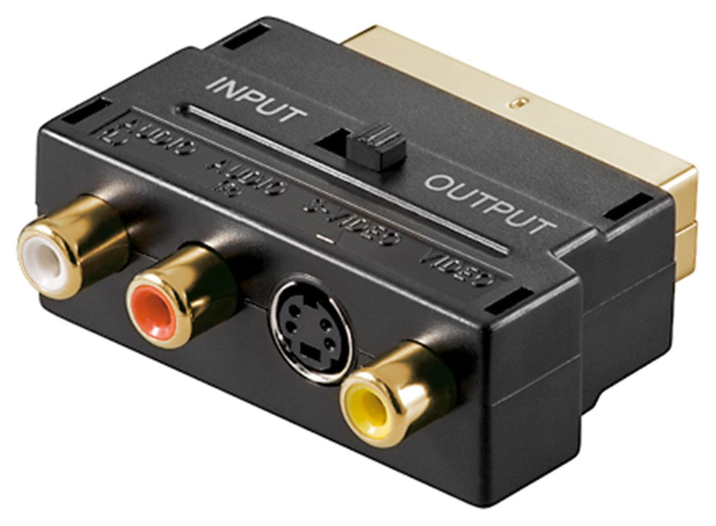 Scart to Composite Audio Video and S-Video Adapter, IN/OUT
