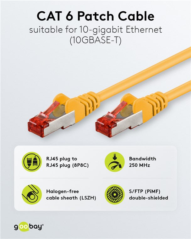 CAT 6 patch cable, S/FTP (PiMF), yellow
