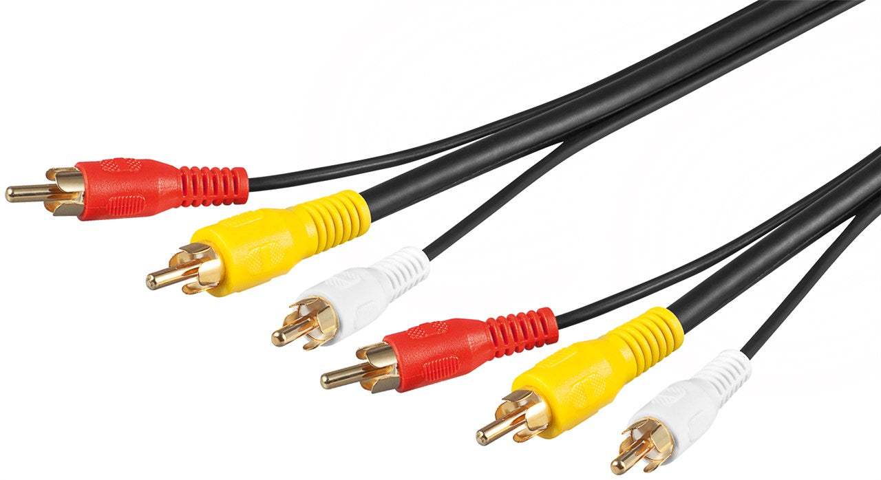 Composite audio-video connection cable, 3x RCA with RG59 video line