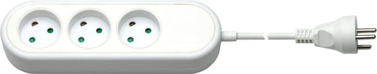 3-way power strip Denmark 1.5 m, white