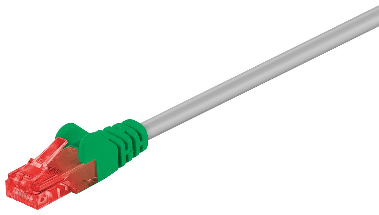 CAT 6 çapraz bağlantı kablosu, U/UTP, gri, yeşil