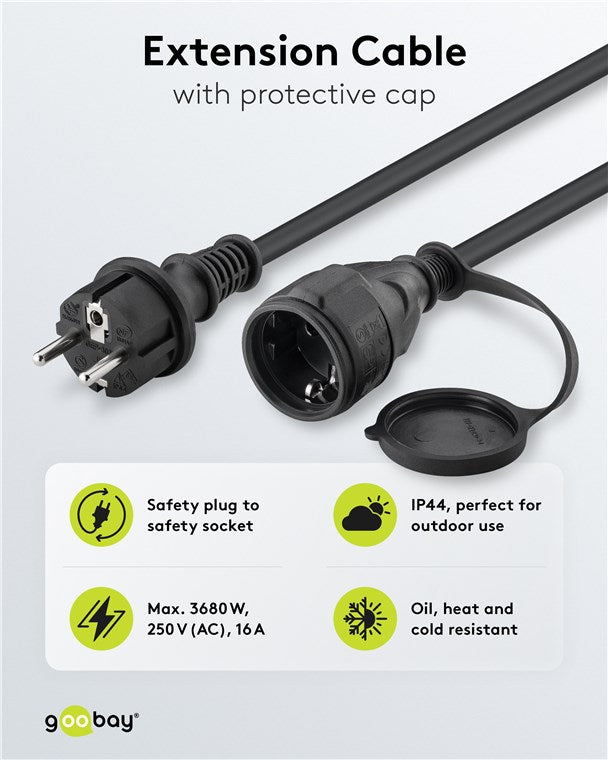 Netzkabel Outdoor, 25 m, schwarz, (3*1,5 mm²)