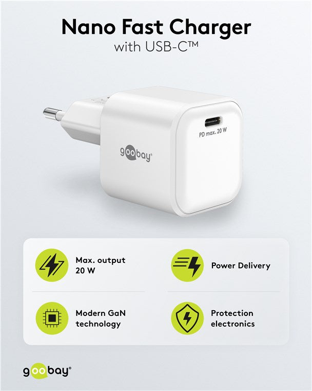 USB-C™ PD GaN Schnellladegerät Nano (20 W) weiß