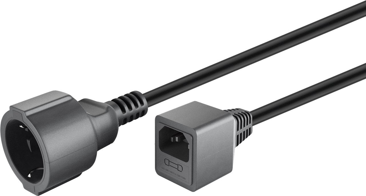 C14'e adaptör kablosu koruyucu kontağı, 1,5 m, siyah