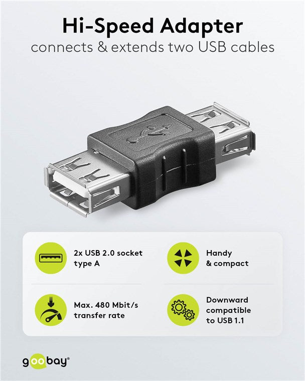 USB-A-Adapter, Kupplung, schwarz