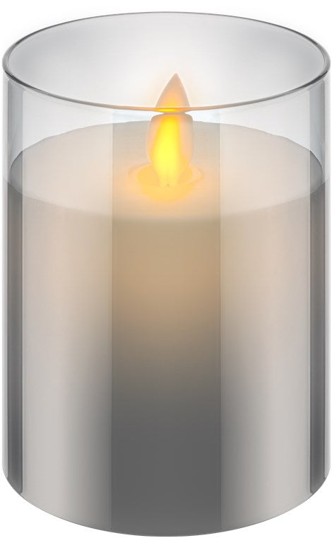 LED real wax candle in a glass, 7.5 x 10 cm
