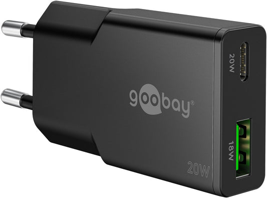 USB-C™ PD GaN Dual-Schnellladegerät Slim (20 W) schwarz