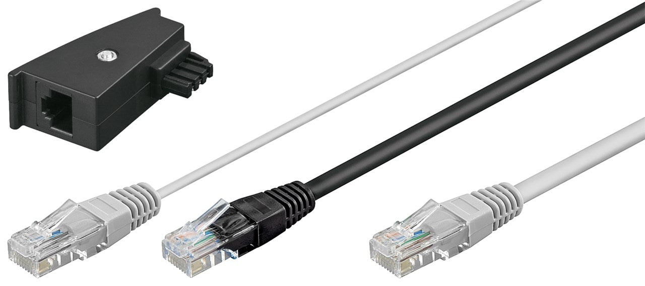 DSL Y-splitter/adapter (RJ45/TAE) cable set