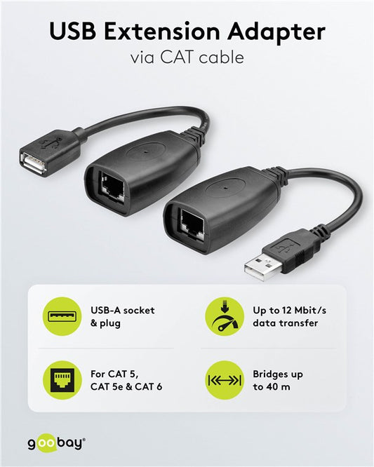 USB extension adapter up to 40 m via CAT cable