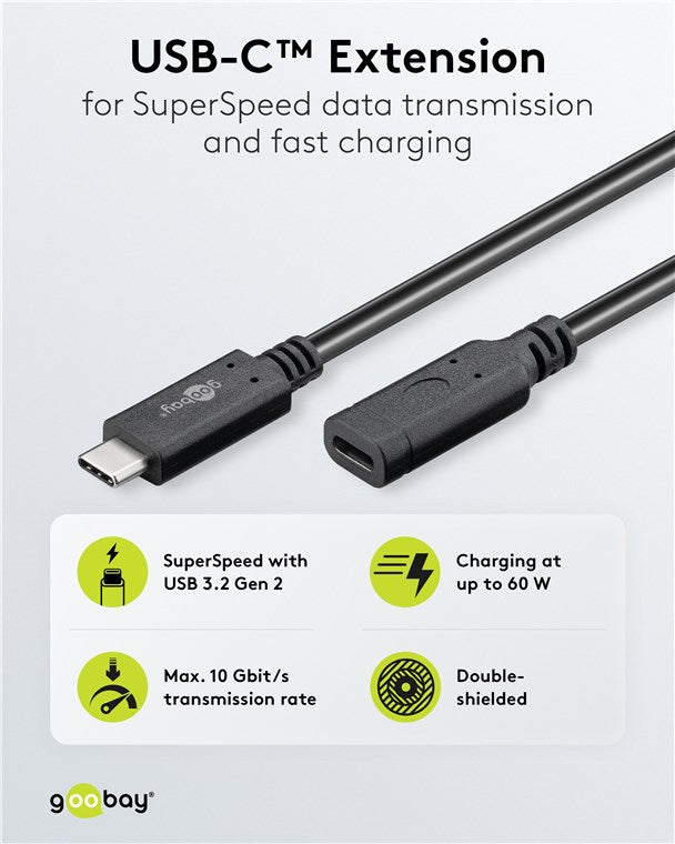 USB-C™-Verlängerung, 1 m, schwarz