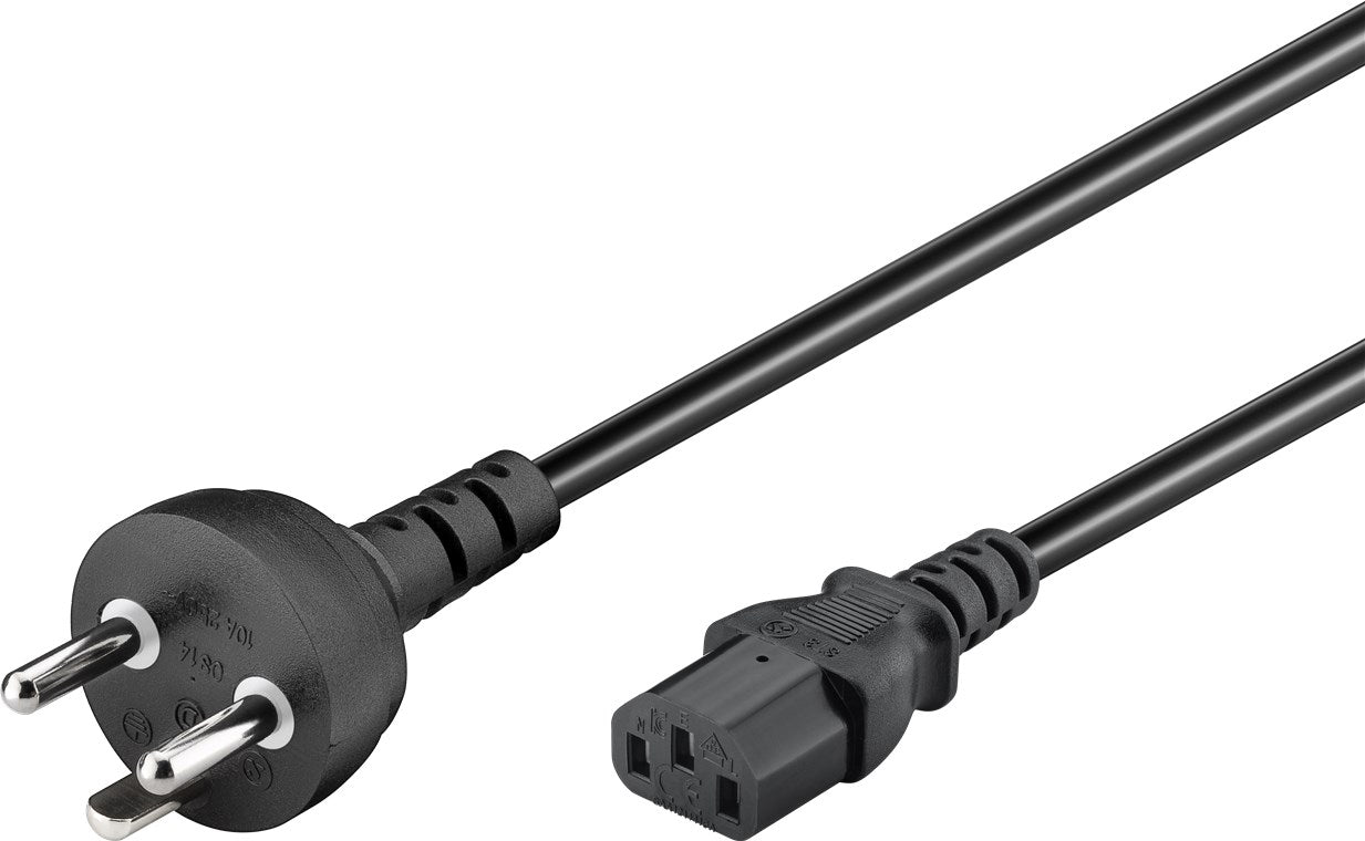 Kaltgerätekabel Dänemark Typ K, 2 m, Schwarz, (3*0,75 mm²)