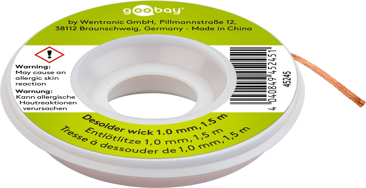 Desoldering braid 1 mm for removing solder from soldering points 1.5 m