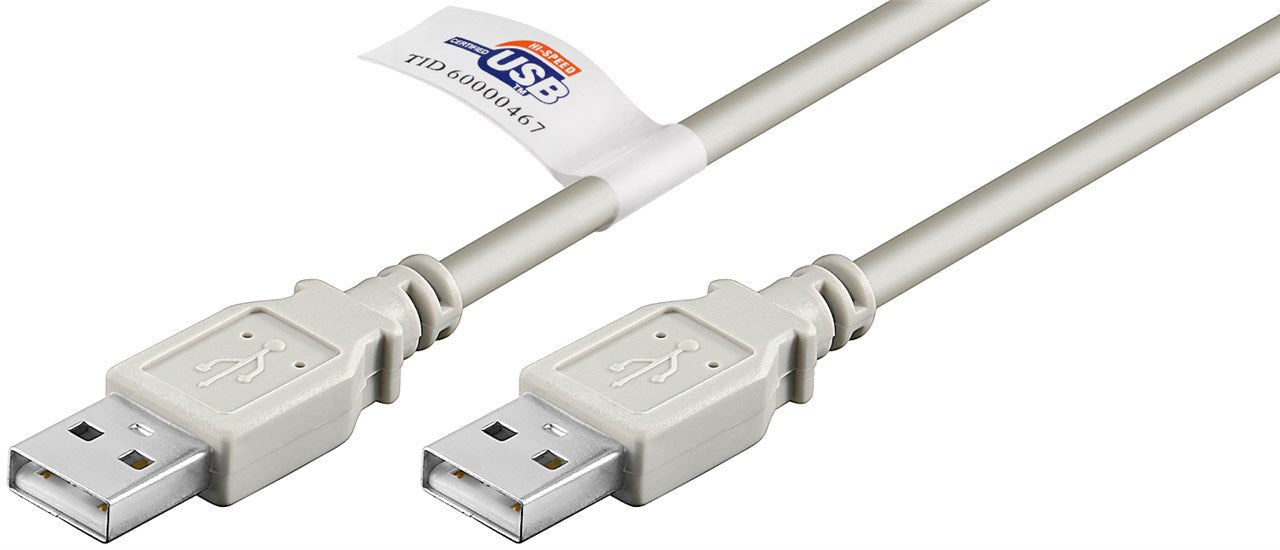 USB-A-Kabel, zertifiziert, 2 m, grau