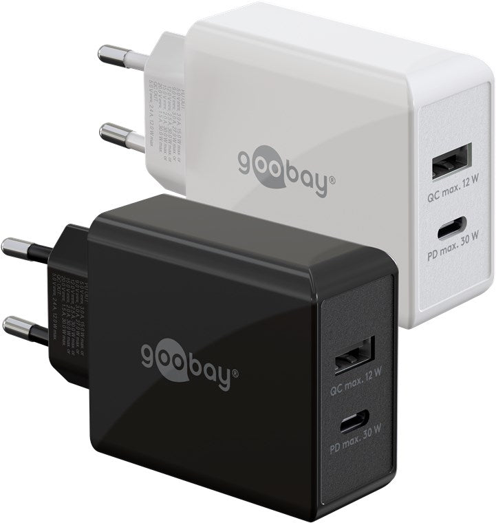 USB-C™ PD ikili hızlı şarj cihazı (30W) beyaz
