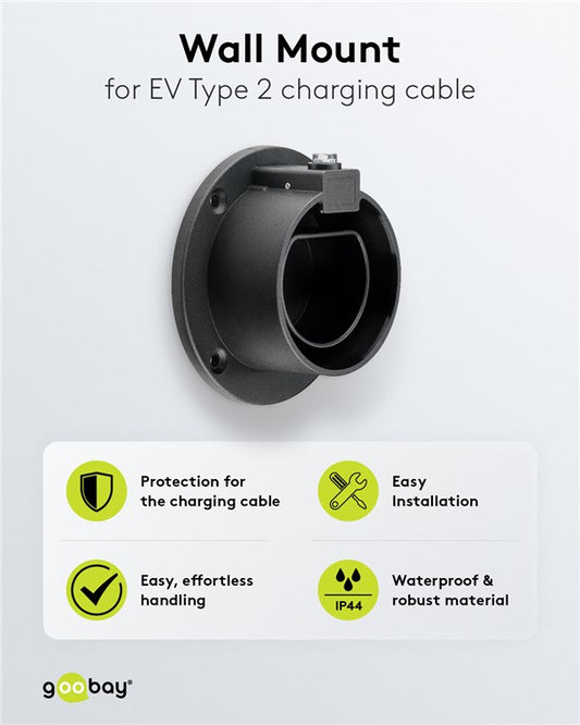 Wall bracket for Type 2 charging cable for electric vehicles