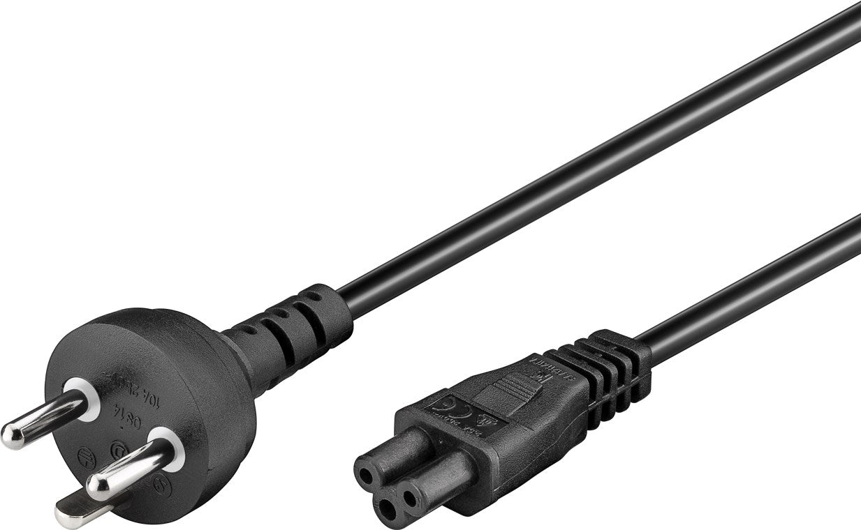 Netzanschlusskabel Dänemark, 2 m, Schwarz, (3*0,75 mm²)
