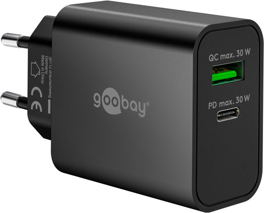 USB-C™ PD GaN Dual-Schnellladegerät (30 W) schwarz